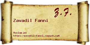 Zavadil Fanni névjegykártya